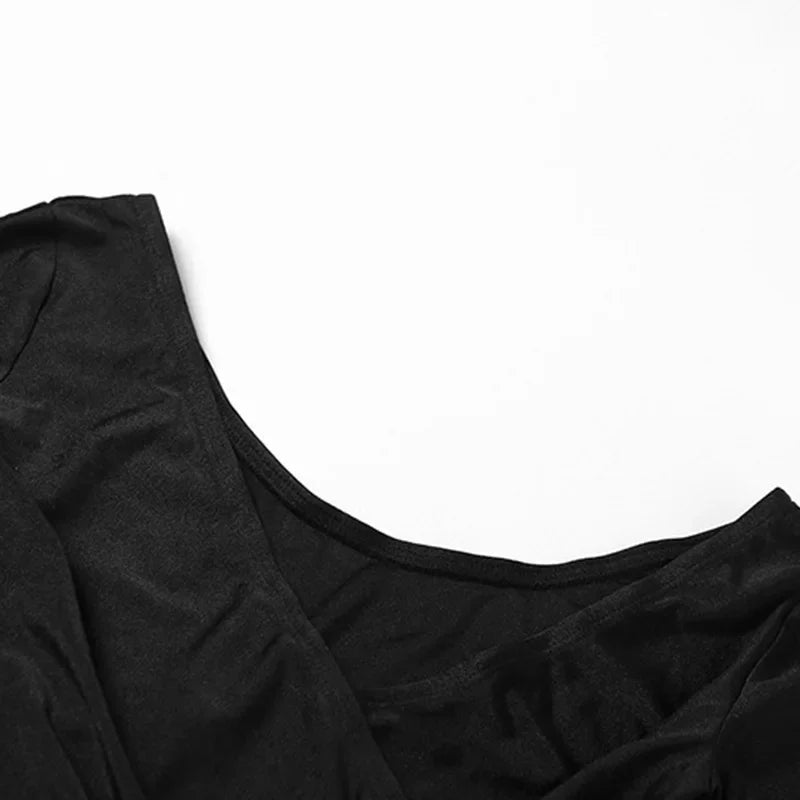 Women Solid Glossy 2 Piece Set Wrap V Neck Gloves Long Sleeve Off Shoulder Slim T-shirts Tops Split Flare Pants Streetwear Suits