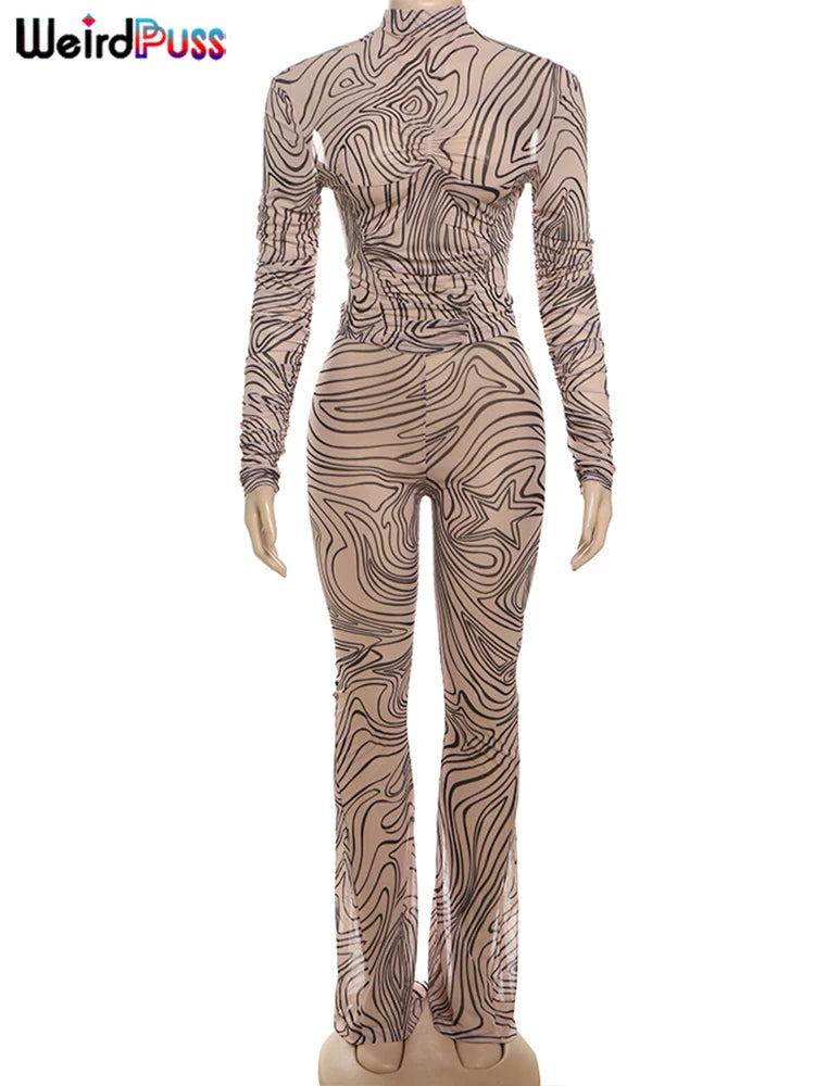 Mesh Zebra Print Women 2 Piece Set