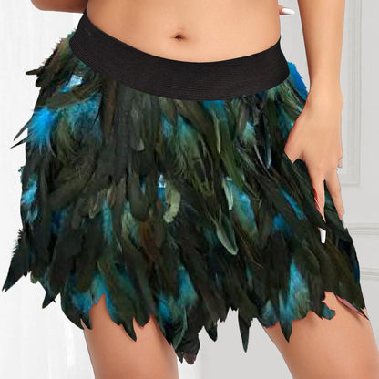 Festival Carnival Feather Skirt Women High Waist Party Stage Performance Short Skirts Costumes Clothing