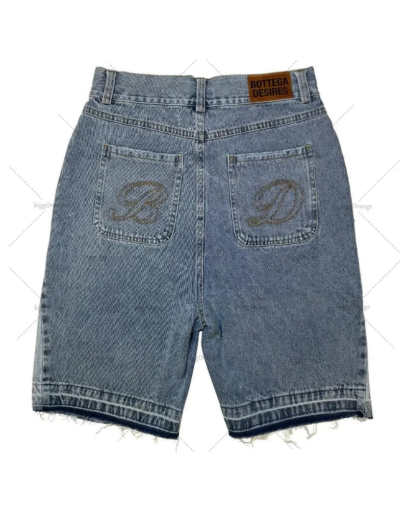 Y2K American Street Embroidery High Waist Washed Oversized Denim