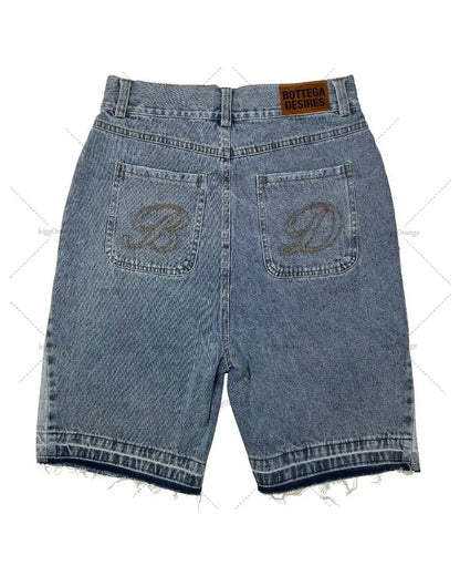 Y2K American Street Embroidery High Waist Washed Oversized Denim