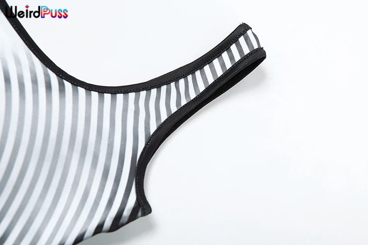 Weird Puss Gradient Print 2 Piece Set Women Skinny Striped Stretch Tank Tops+Leggings Matching Casual Sporty Streetwear Outfits