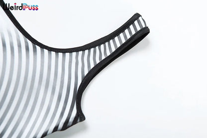 Weird Puss Gradient Print 2 Piece Set Women Skinny Striped Stretch Tank Tops+Leggings Matching Casual Sporty Streetwear Outfits