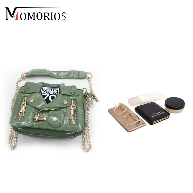 Unique Oiled Leather Jaket Mini Suit Bag, Creative Purses And