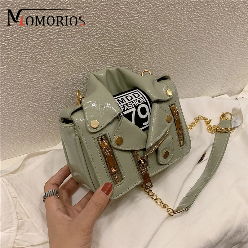 Unique Oiled Leather Jaket Mini Suit Bag, Creative Purses And