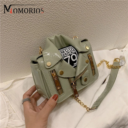 Unique Oiled Leather Jaket Mini Suit Bag, Creative Purses And