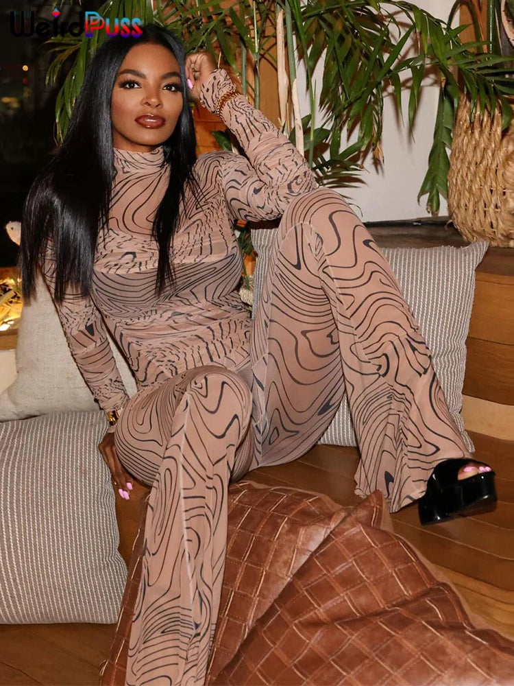 Mesh Zebra Print Women 2 Piece Set