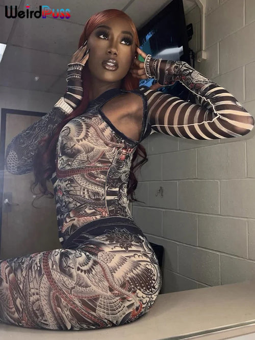 Dragon Striped Print Women 2 Piece Set