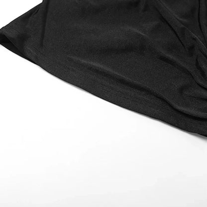 Women Solid Glossy 2 Piece Set Wrap V Neck Gloves Long Sleeve Off Shoulder Slim T-shirts Tops Split Flare Pants Streetwear Suits