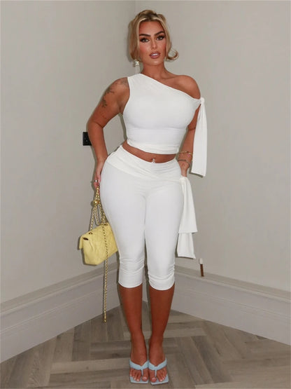 Summer Apricot Sexy Bandage 2 Piece Set Elegant Party Outfits