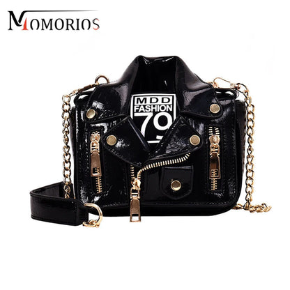 Unique Oiled Leather Jaket Mini Suit Bag, Creative Purses And