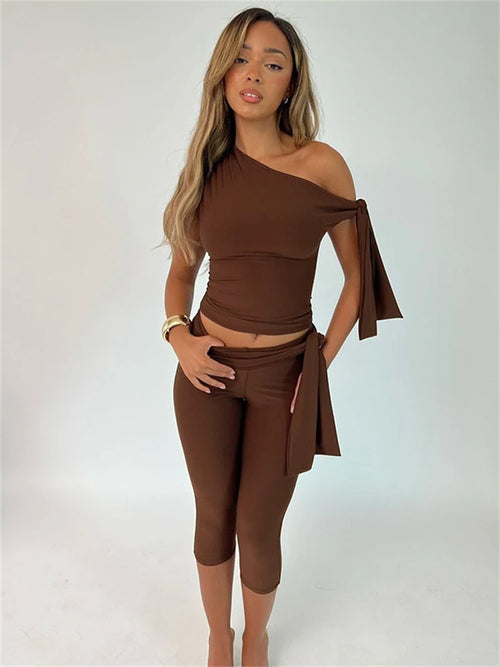 Summer Apricot Sexy Bandage 2 Piece Set Elegant Party Outfits