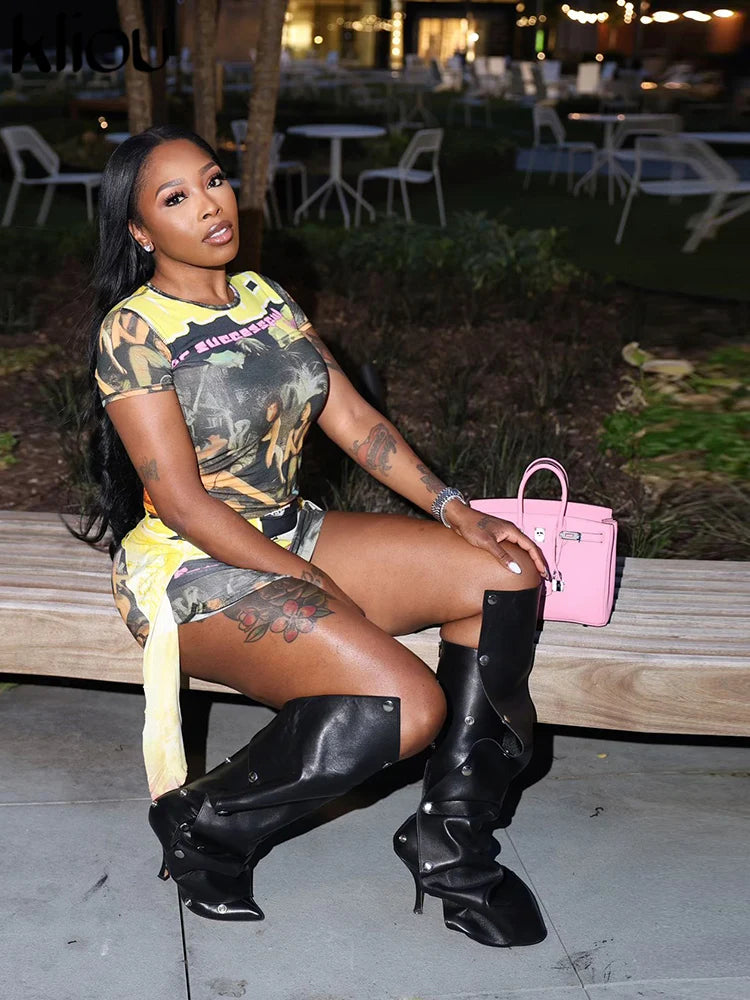 Kliou Chic Print Women 2 Piece Set