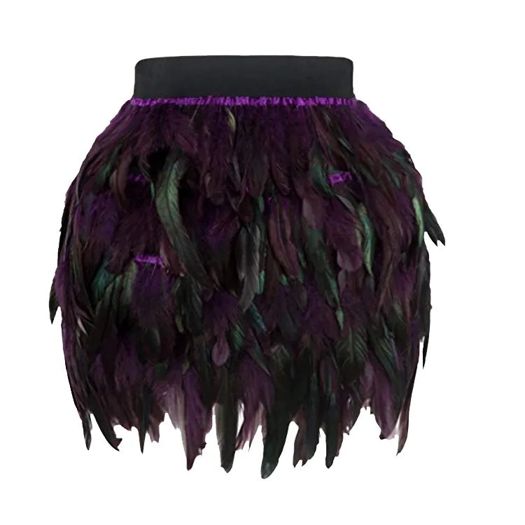 Festival Carnival Feather Skirt Women High Waist Party Stage Performance Short Skirts Costumes Clothing