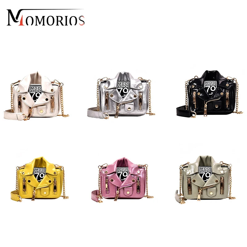 Unique Oiled Leather Jaket Mini Suit Bag, Creative Purses And