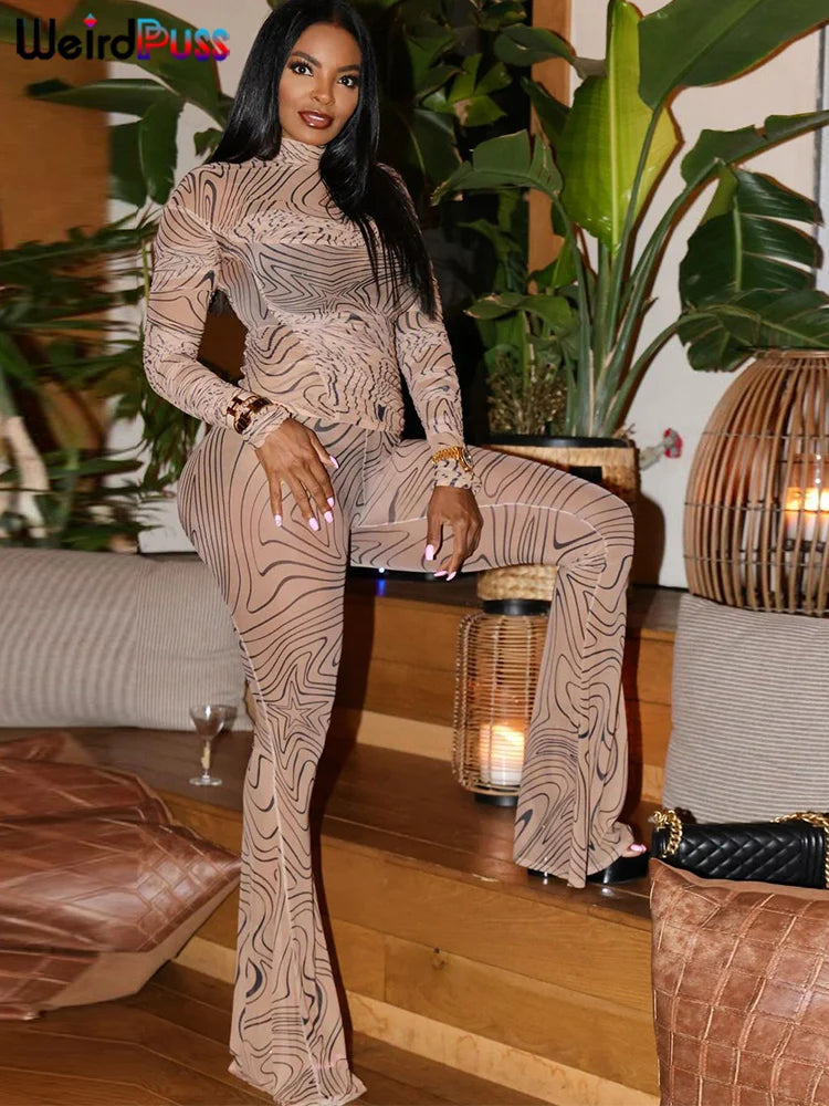 Mesh Zebra Print Women 2 Piece Set