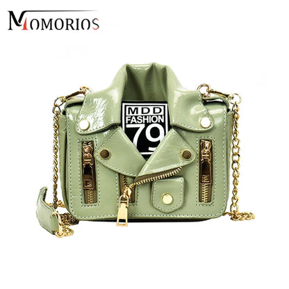 Unique Oiled Leather Jaket Mini Suit Bag, Creative Purses And