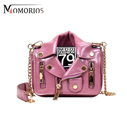 Unique Oiled Leather Jaket Mini Suit Bag, Creative Purses And