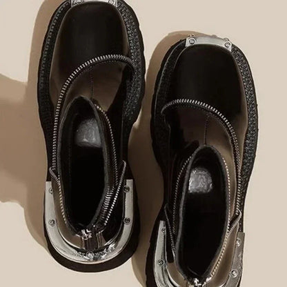 Shoes Female 2024 High Quality Zip Women's Boots Autumn Round Toe